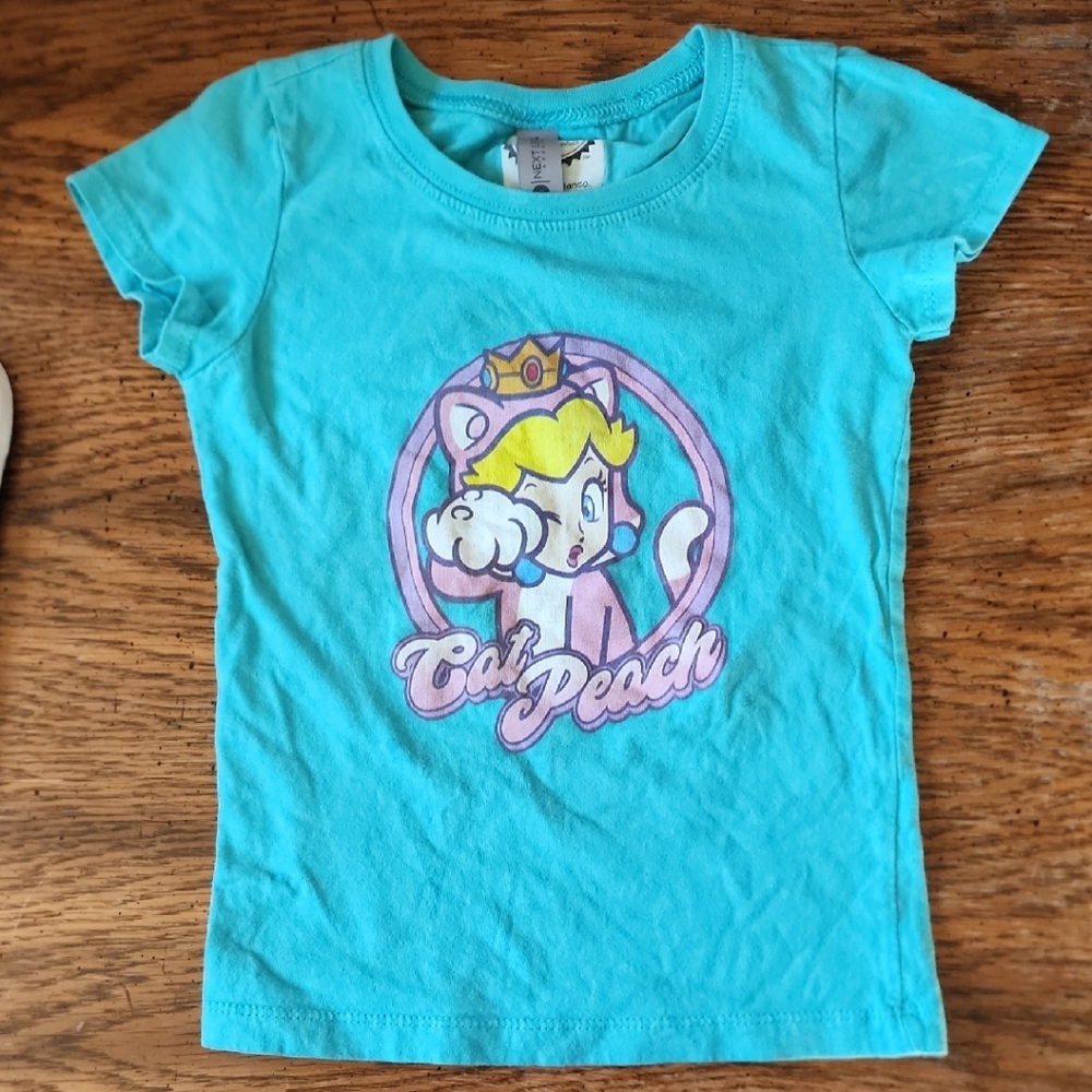 Next Level Apparel Cat Peach Kids T-Shirt - Aqua
